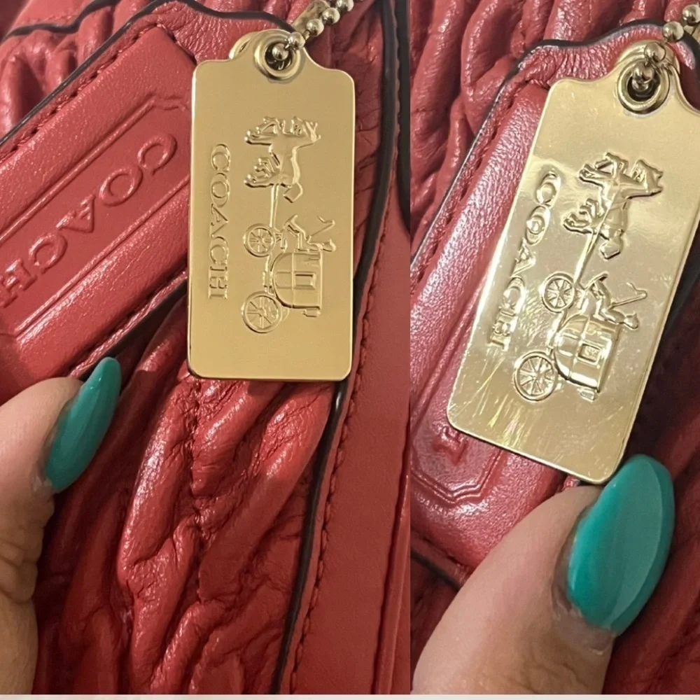 COACH Madison Phoebe Shoulder Bag in Gathered Twist Leather, Vermilion